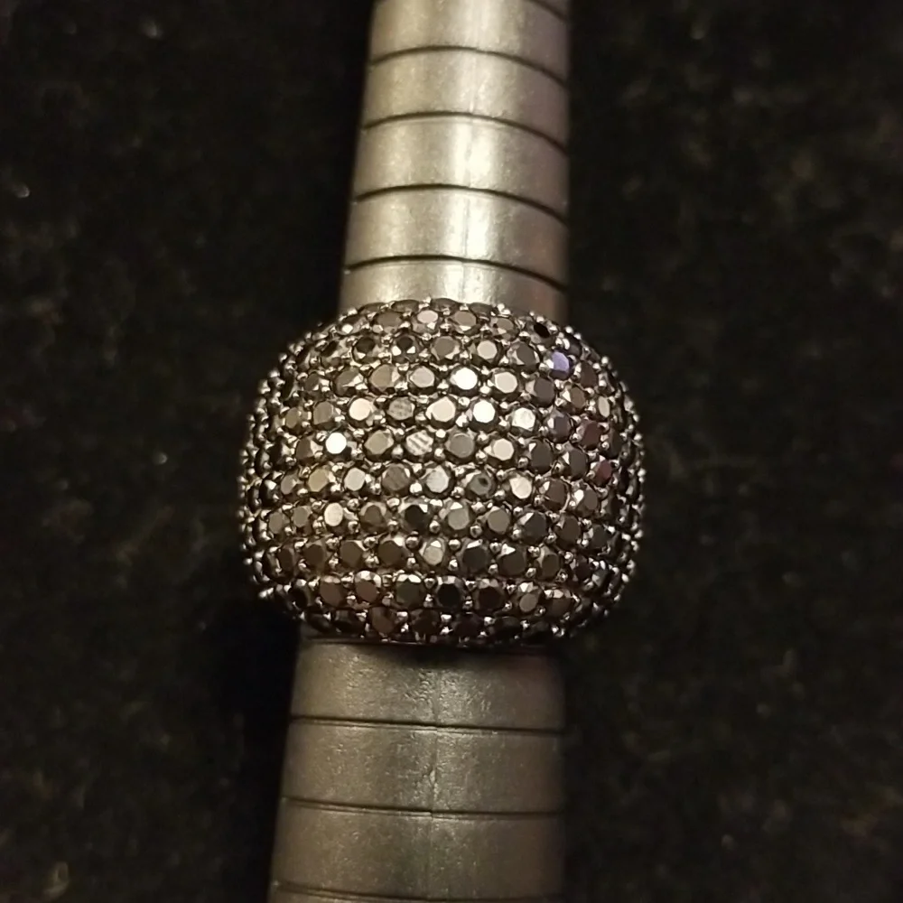 Black Spinel 925 Sterling Silver fashion ring size 7 - Picture 2 of 6